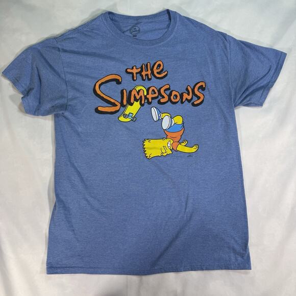 The Simpsons -Bart Skate Boarding Blue T-Shirt Size M - Picture 1 of 5